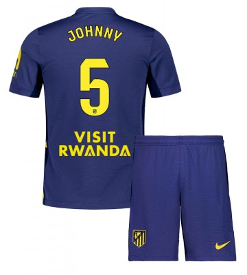 Atletico Madrid Johnny Cardoso #5 Borta Kläder Barn 2025-26 Kortärmad (+ Korta byxor)